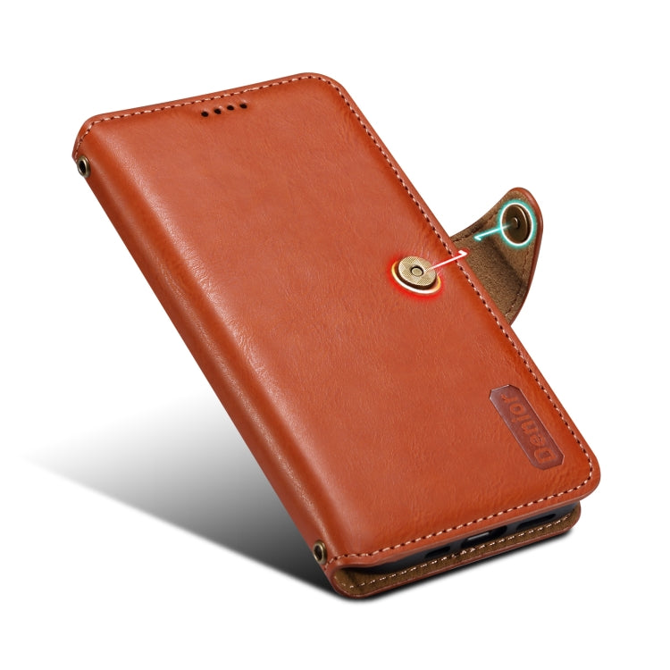 For iPhone 16 Pro Denior Cowhide Texture Wallet Style Leather Phone Case