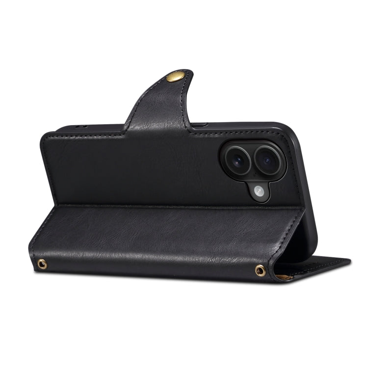 For iPhone 16 Plus Denior Cowhide Texture Wallet Style Leather Phone Case