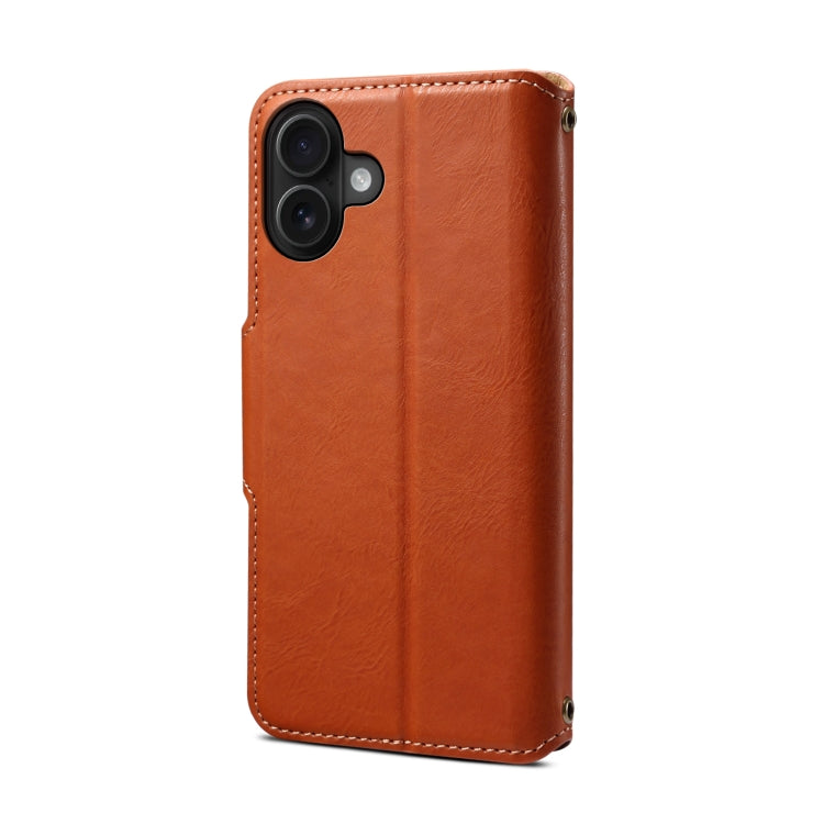 For iPhone 16 Plus Denior Cowhide Texture Wallet Style Leather Phone Case