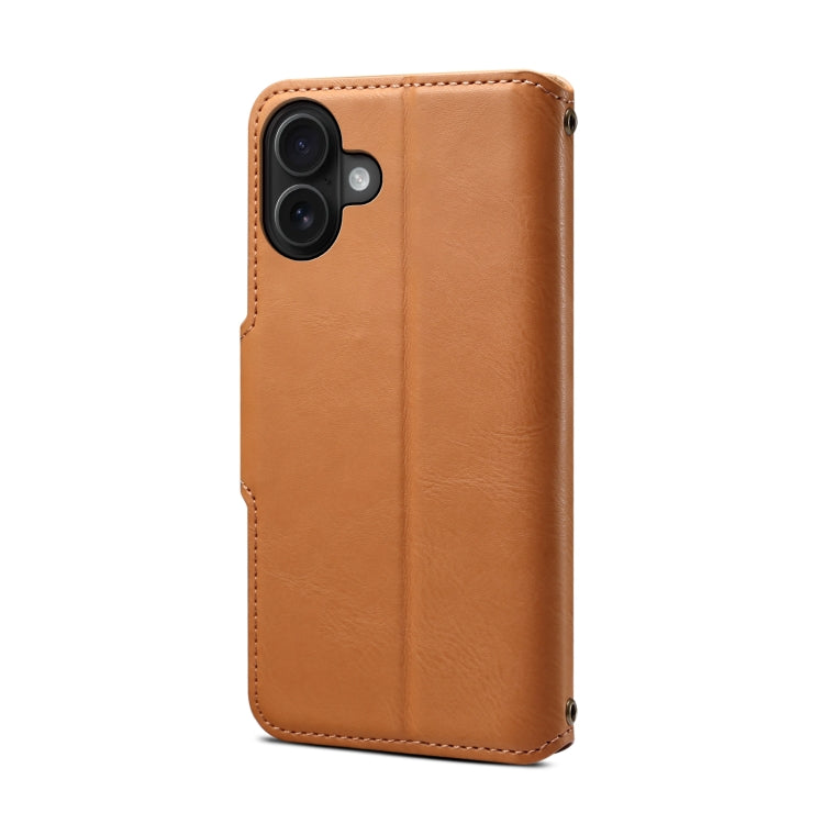 For iPhone 16 Plus Denior Cowhide Texture Wallet Style Leather Phone Case
