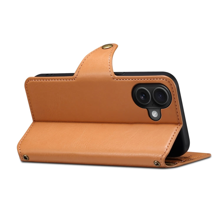 For iPhone 16 Plus Denior Cowhide Texture Wallet Style Leather Phone Case