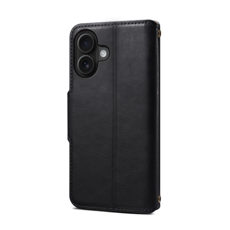 For iPhone 16 Denior Cowhide Texture Wallet Style Leather Phone Case