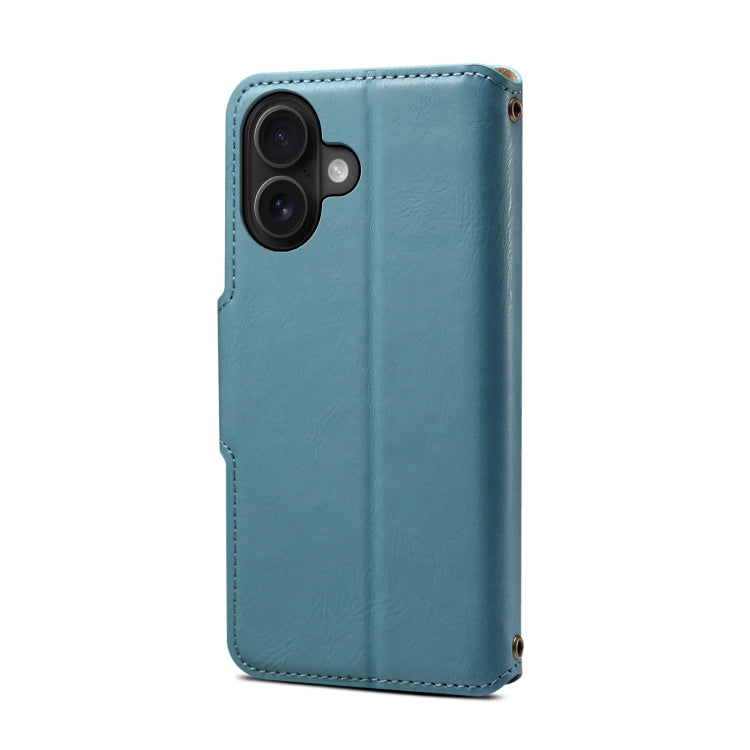 For iPhone 16 Denior Cowhide Texture Wallet Style Leather Phone Case