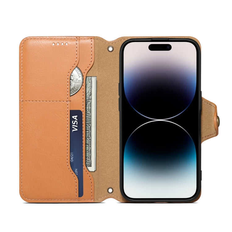 For iPhone 16 Denior Cowhide Texture Wallet Style Leather Phone Case