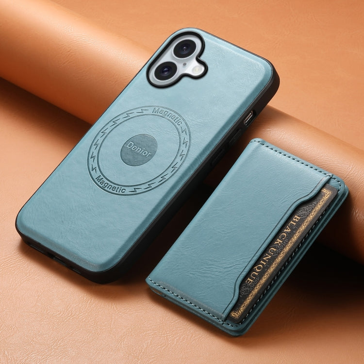 For iPhone 16 Denior Cowhide Texture Leather MagSafe Detachable Wallet Phone Case