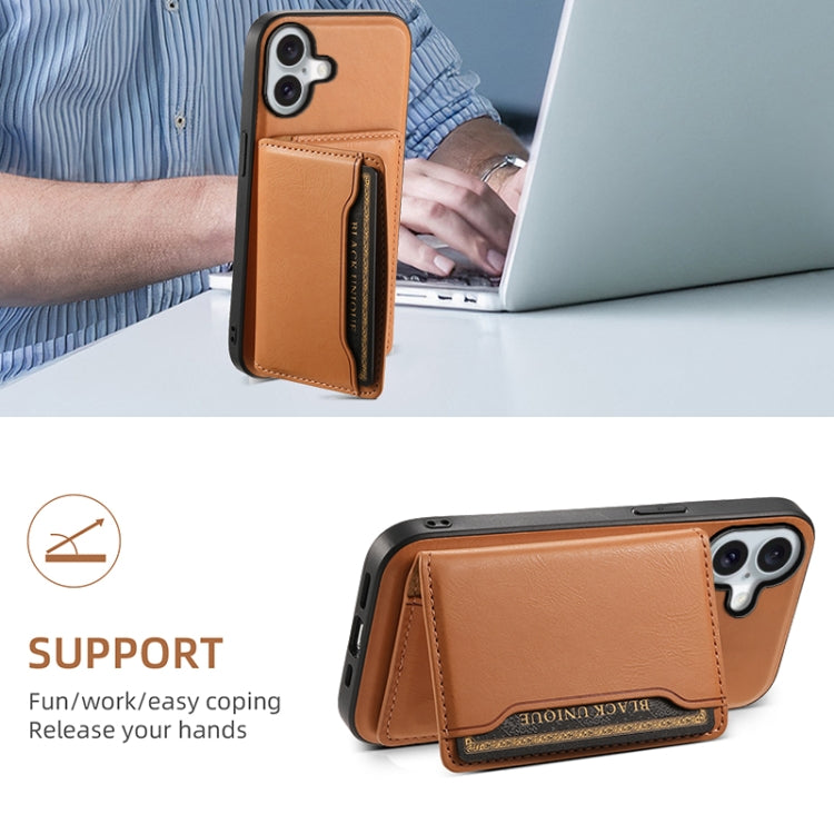For iPhone 16 Denior Cowhide Texture Leather MagSafe Detachable Wallet Phone Case