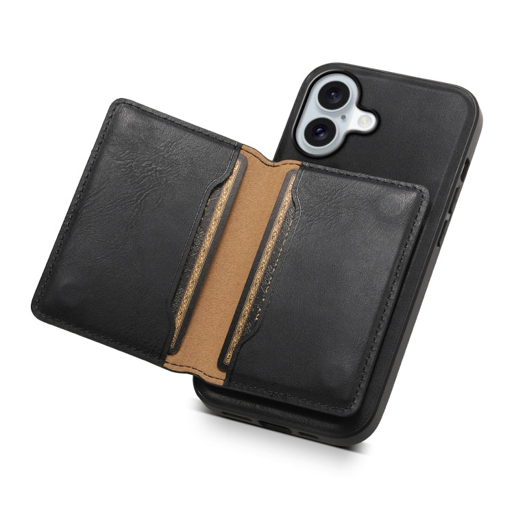 For iPhone 16 Plus Denior Cowhide Texture Leather MagSafe Detachable Wallet Phone Case