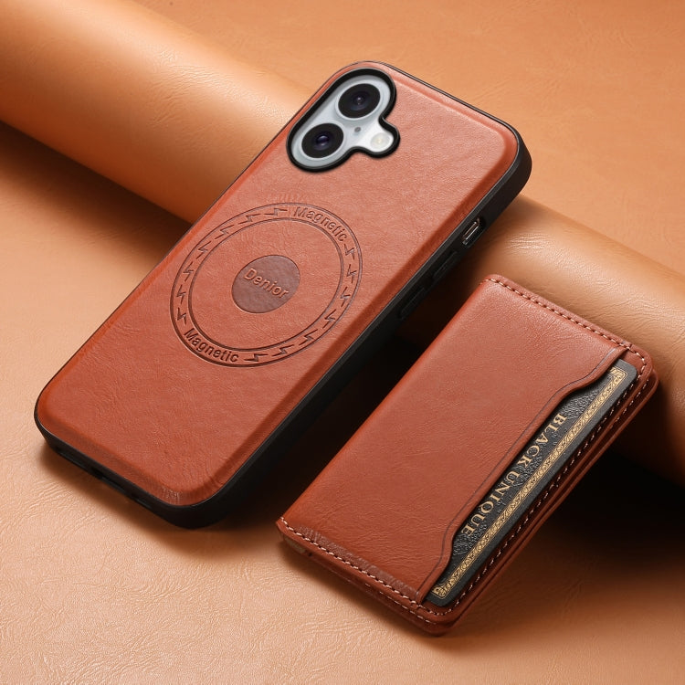 For iPhone 16 Plus Denior Cowhide Texture Leather MagSafe Detachable Wallet Phone Case
