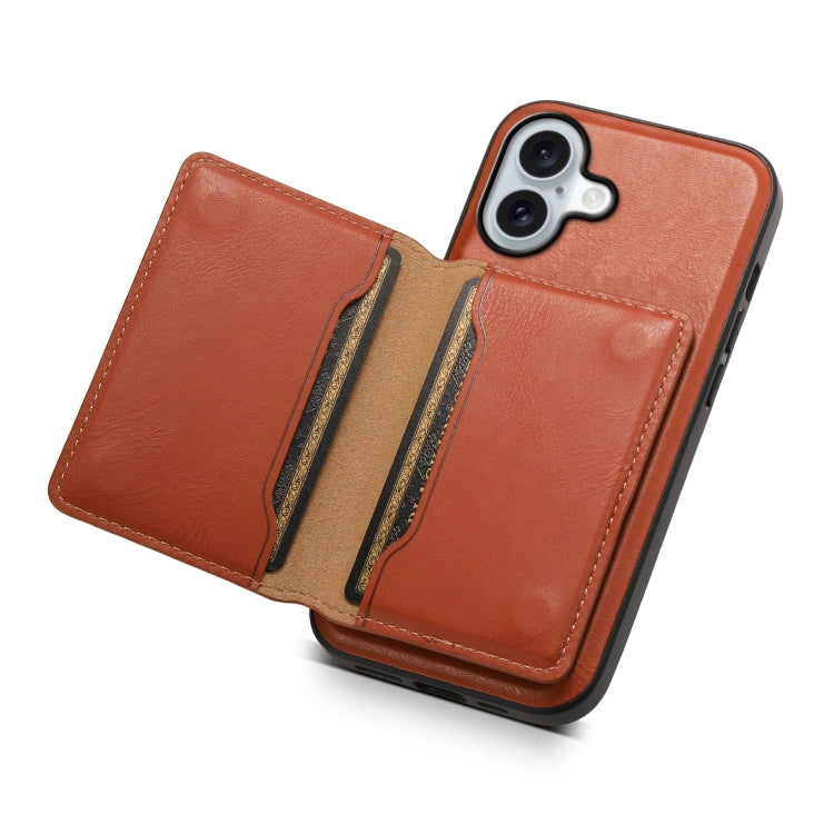 For iPhone 16 Plus Denior Cowhide Texture Leather MagSafe Detachable Wallet Phone Case