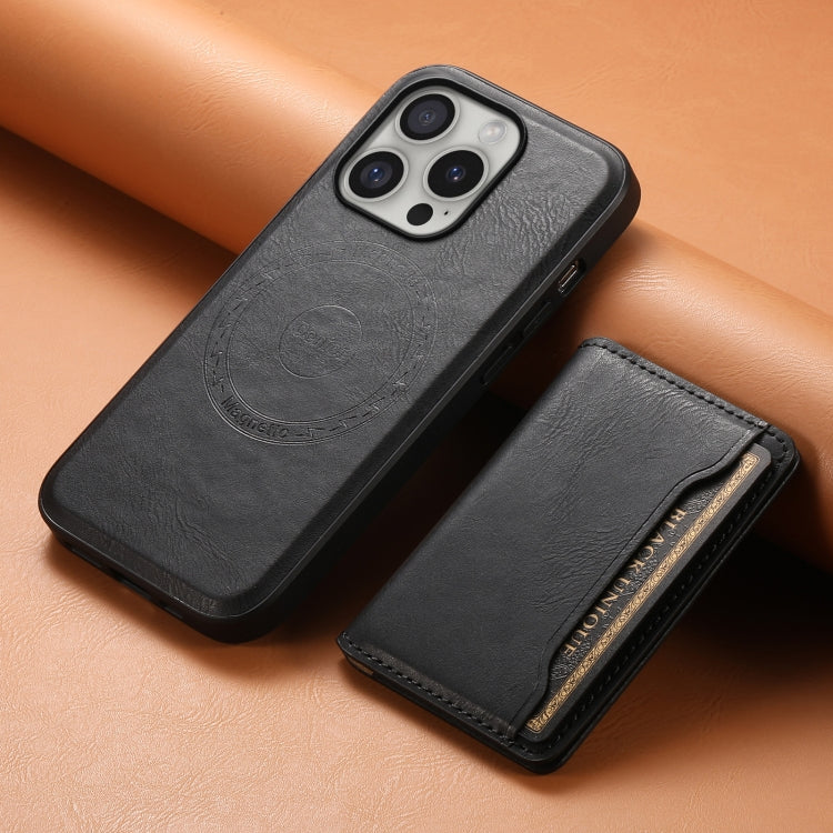For iPhone 16 Pro Denior Cowhide Texture Leather MagSafe Detachable Wallet Phone Case