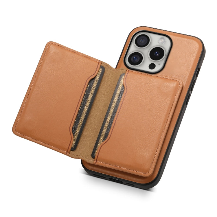 For iPhone 16 Pro Denior Cowhide Texture Leather MagSafe Detachable Wallet Phone Case