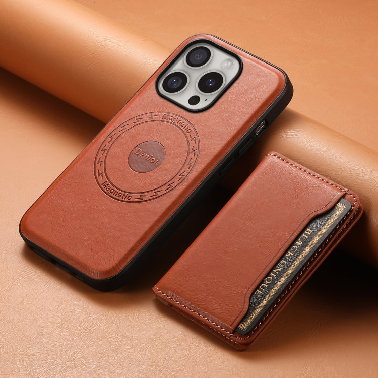For iPhone 16 Pro Denior Cowhide Texture Leather MagSafe Detachable Wallet Phone Case