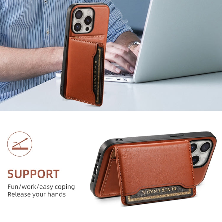 For iPhone 16 Pro Denior Cowhide Texture Leather MagSafe Detachable Wallet Phone Case