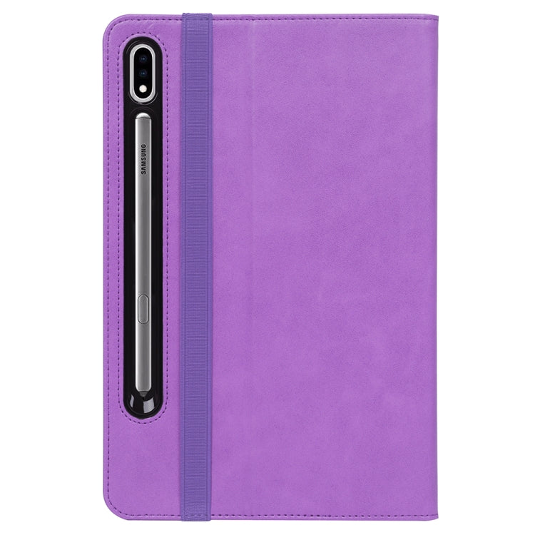 For Samsung Galaxy Tab S7 Plus T970 (2020) Retro Texture PU + TPU Horizontal Flip Leather Case with Holder & Card Slots & Hand Strap