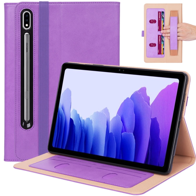 For Samsung Galaxy Tab S7 T870 (2020) Retro Texture PU + TPU Horizontal Flip Leather Case with Holder & Card Slots & Hand Strap