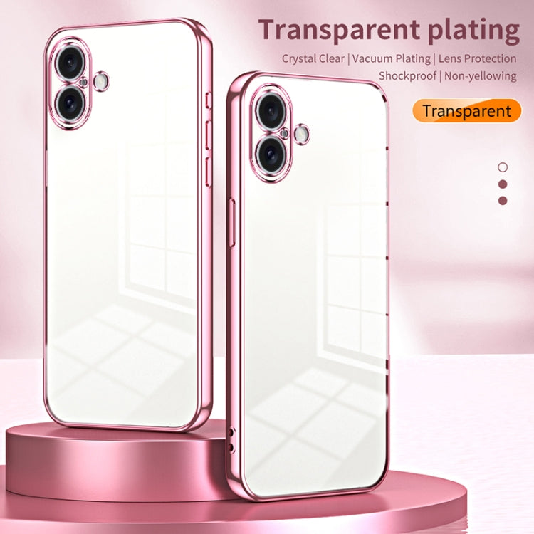 For iPhone 16 Plus Transparent Plating Fine Hole Phone Case
