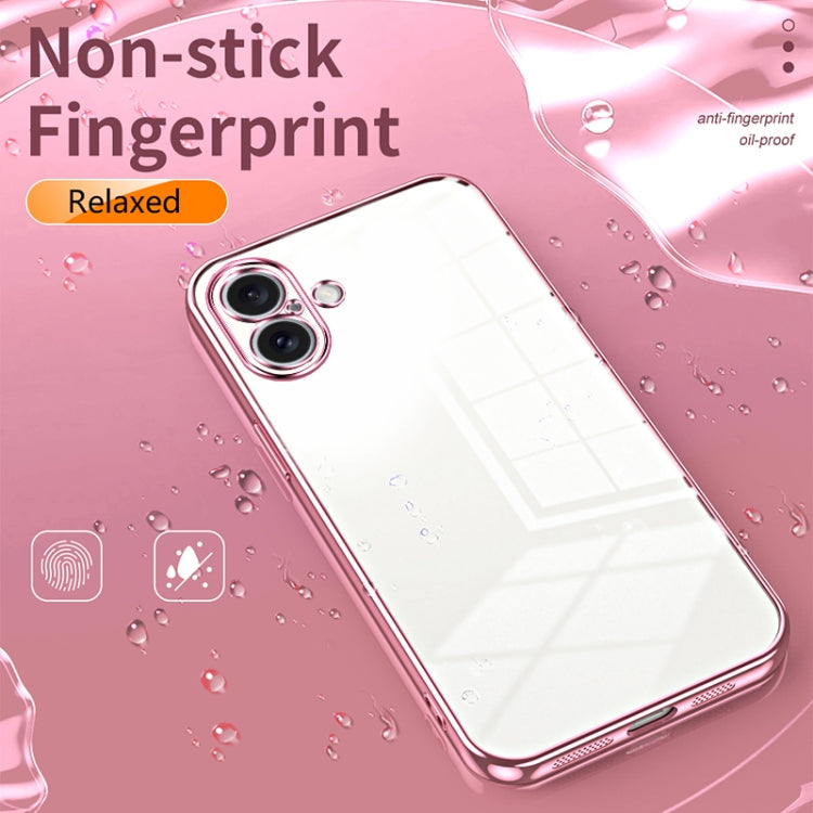 For iPhone 16 Plus Transparent Plating Fine Hole Phone Case