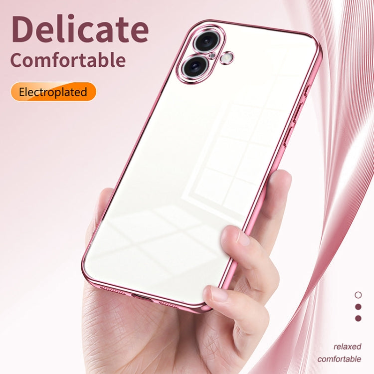 For iPhone 16 Plus Transparent Plating Fine Hole Phone Case
