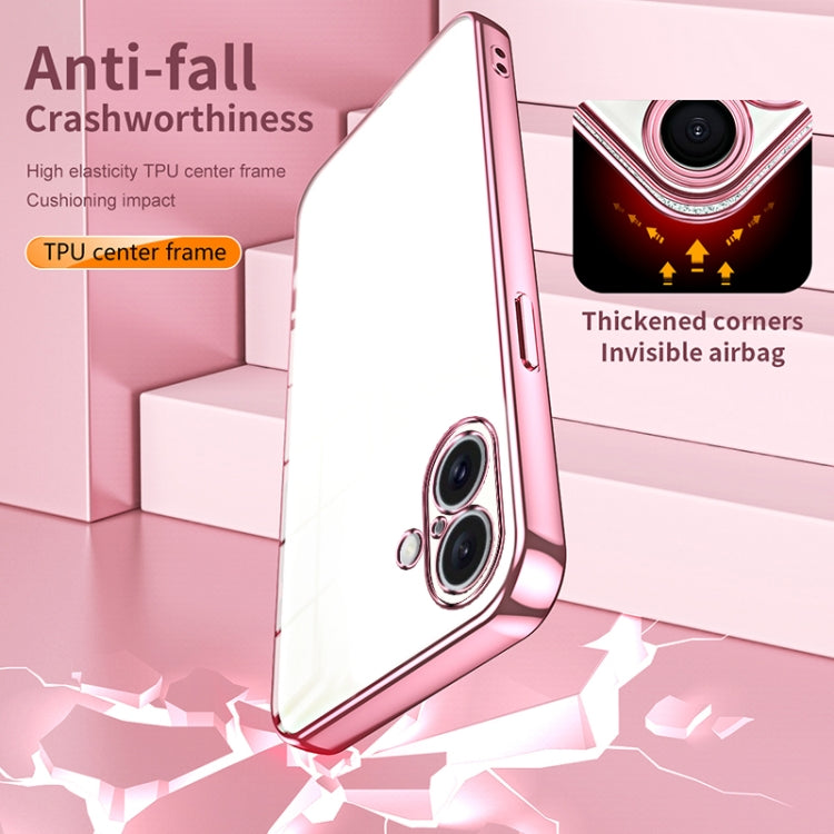 For iPhone 16 Plus Transparent Plating Fine Hole Phone Case
