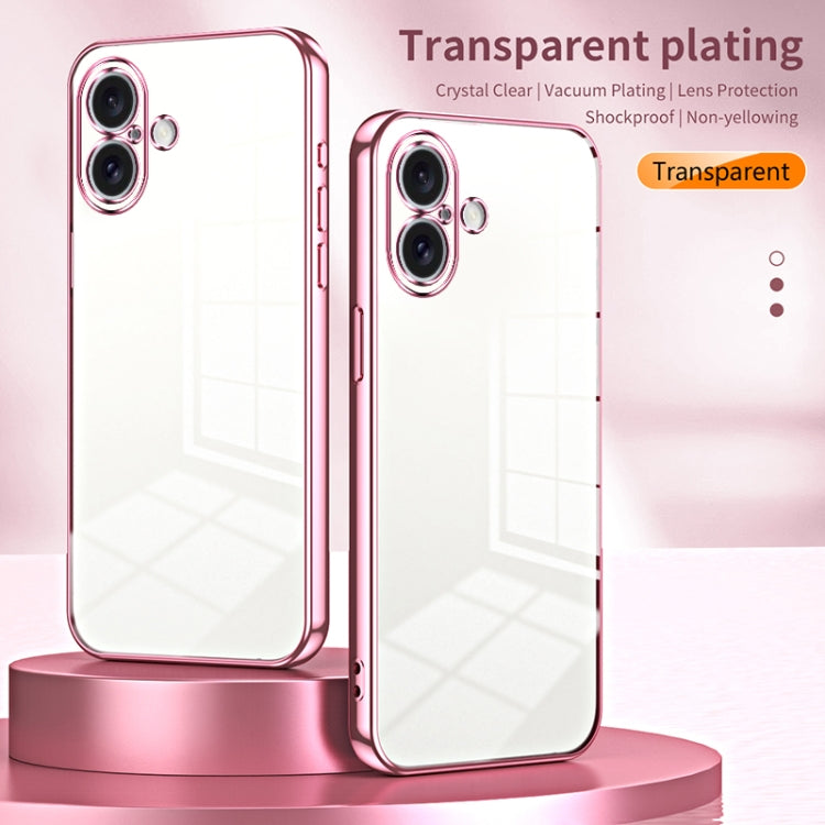 For iPhone 16 Transparent Plating Fine Hole Phone Case