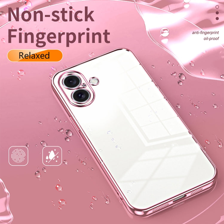 For iPhone 16 Transparent Plating Fine Hole Phone Case