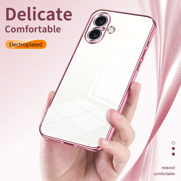 For iPhone 16 Transparent Plating Fine Hole Phone Case