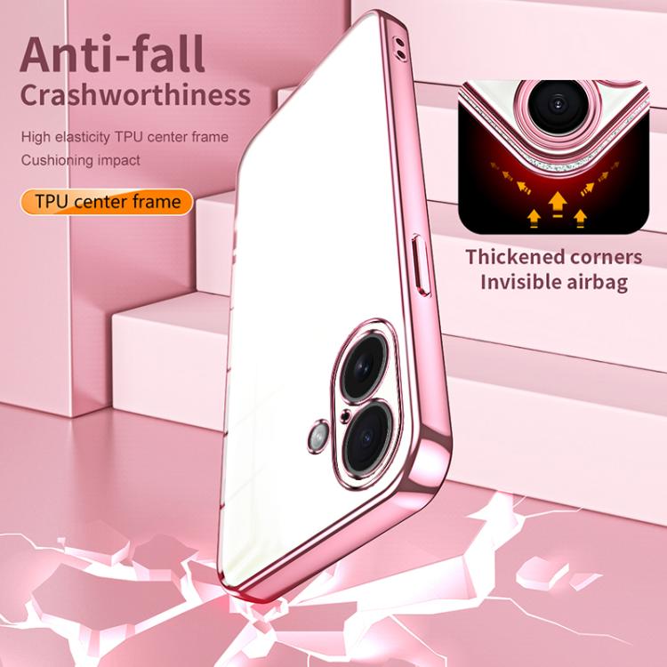 For iPhone 17 Transparent Plating Fine Hole Phone Case