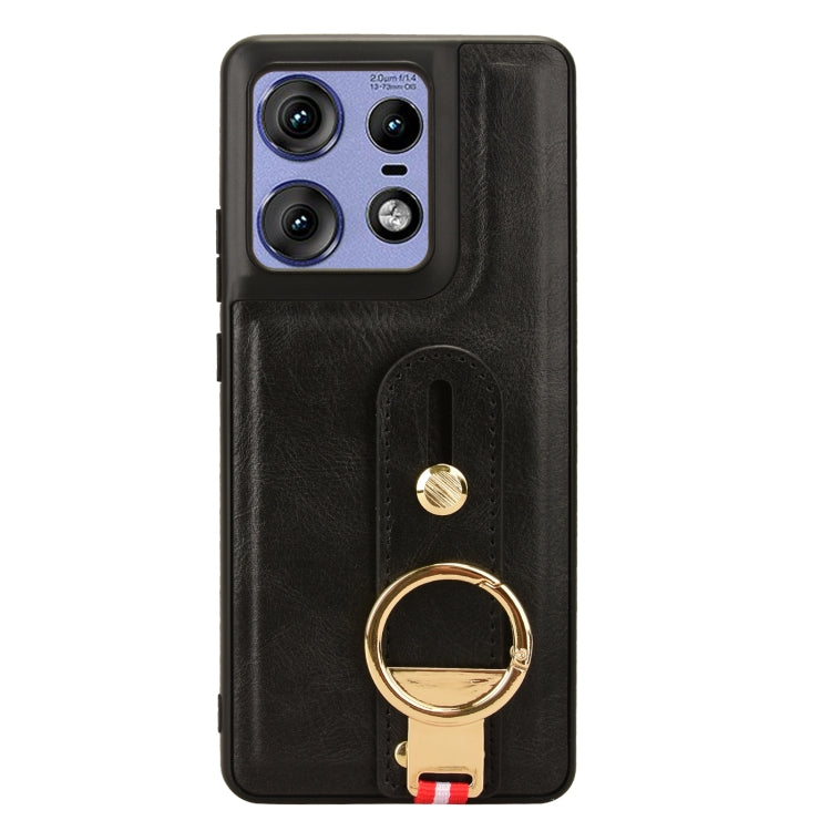 For Motorola Edge 50 Pro Wristband Leather Back Phone Case