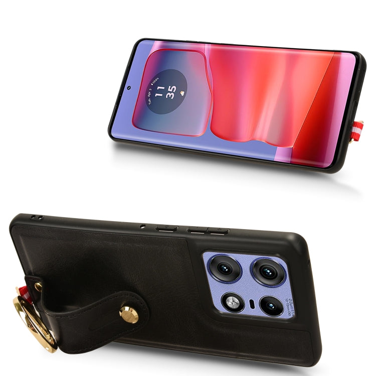 For Motorola Edge 50 Pro Wristband Leather Back Phone Case