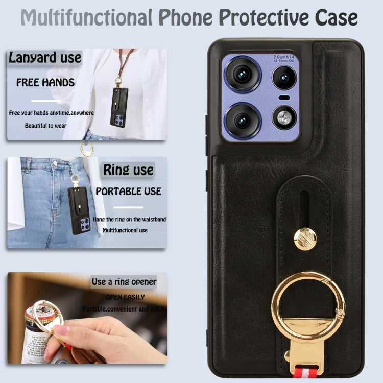 For Motorola Edge 50 Pro Wristband Leather Back Phone Case