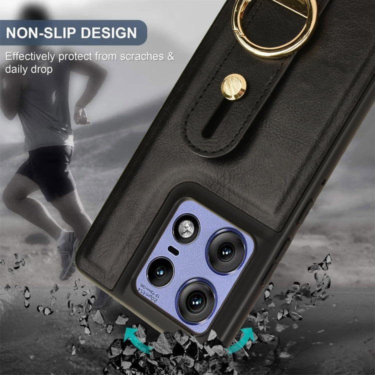For Motorola Edge 50 Pro Wristband Leather Back Phone Case
