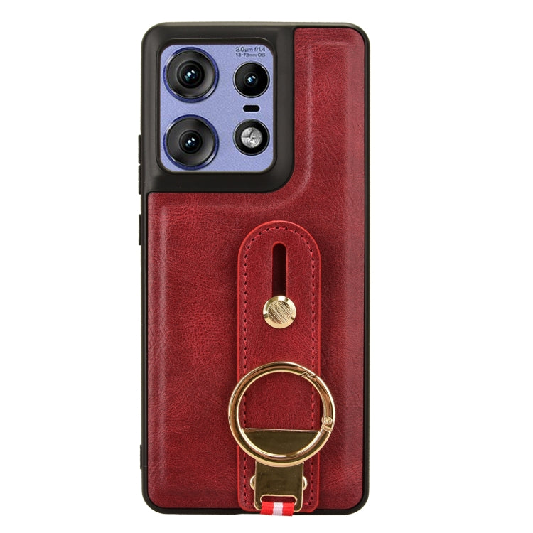 For Motorola Edge 50 Pro Wristband Leather Back Phone Case