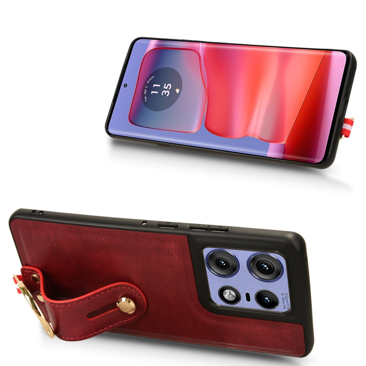 For Motorola Edge 50 Pro Wristband Leather Back Phone Case