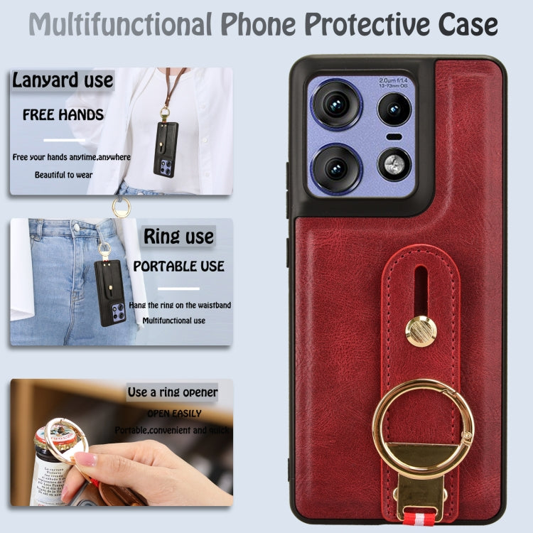 For Motorola Edge 50 Pro Wristband Leather Back Phone Case