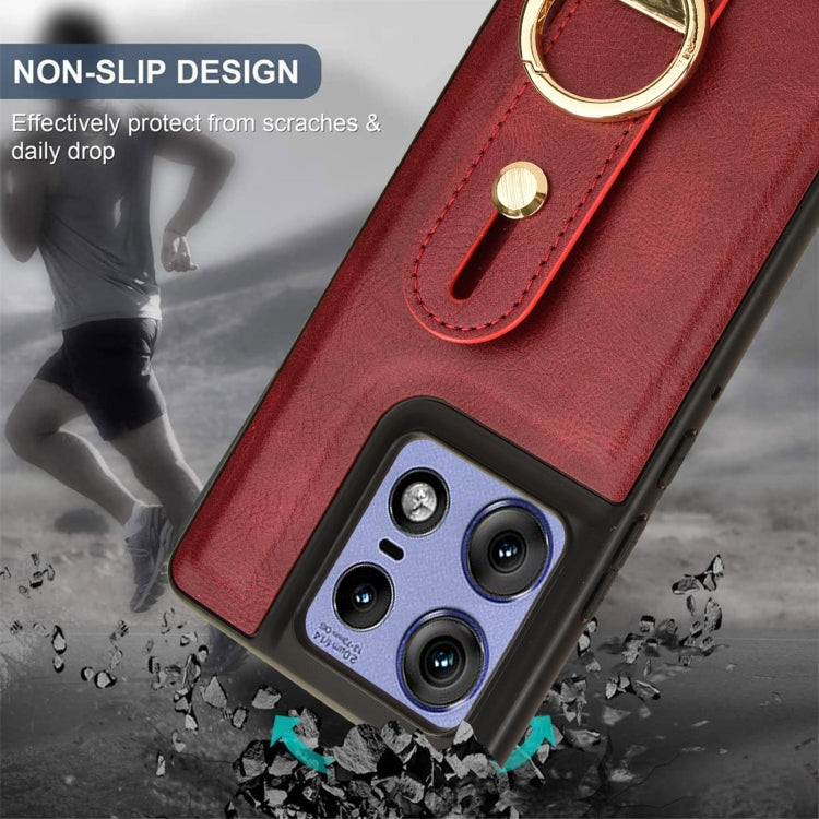 For Motorola Edge 50 Pro Wristband Leather Back Phone Case