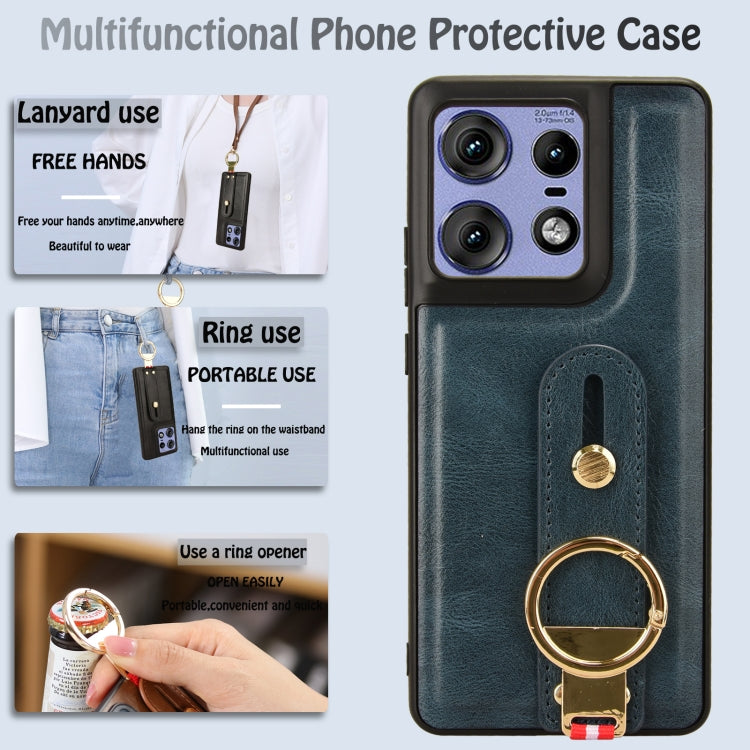 For Motorola Edge 50 Pro Wristband Leather Back Phone Case