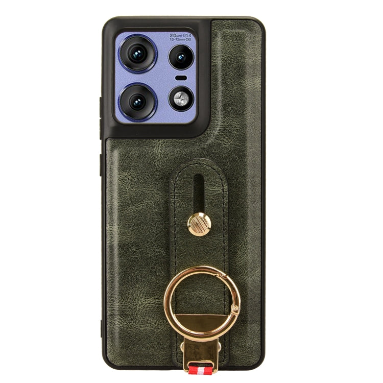 For Motorola Edge 50 Pro Wristband Leather Back Phone Case