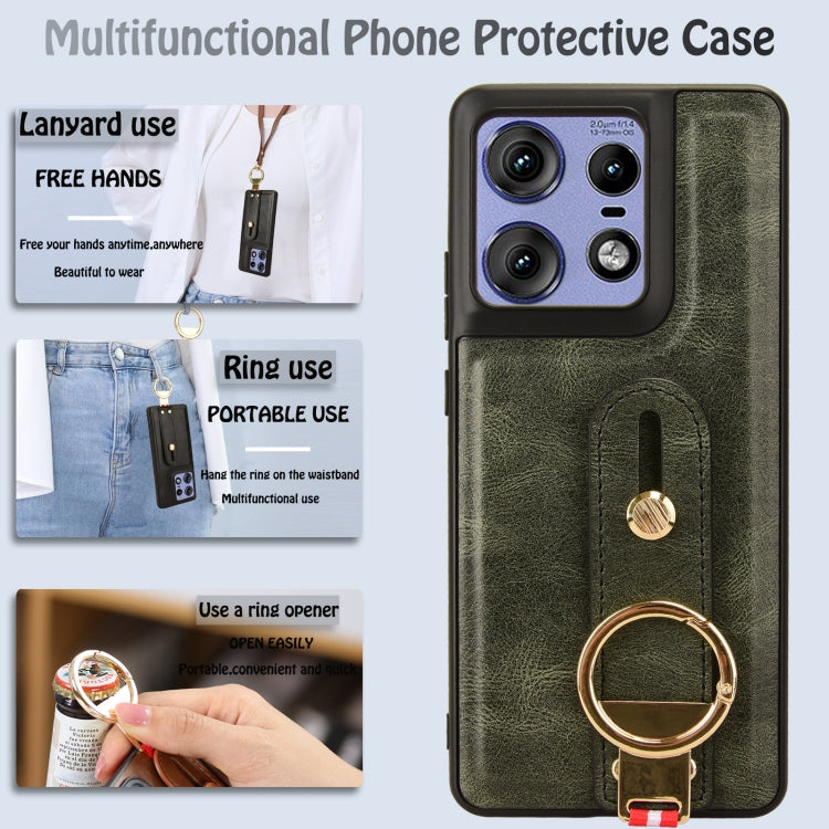 For Motorola Edge 50 Pro Wristband Leather Back Phone Case