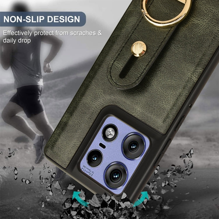 For Motorola Edge 50 Pro Wristband Leather Back Phone Case