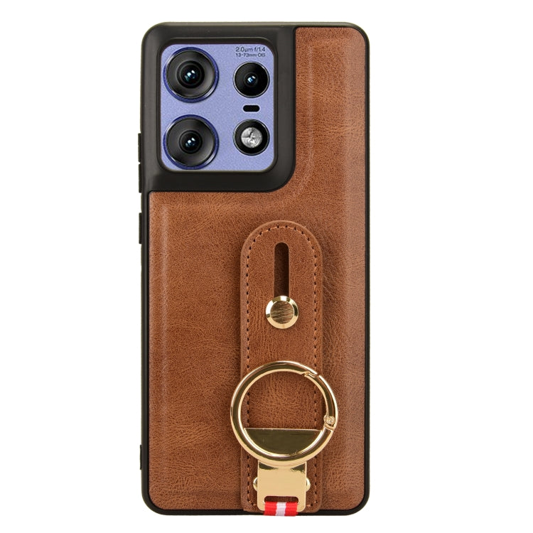 For Motorola Edge 50 Pro Wristband Leather Back Phone Case