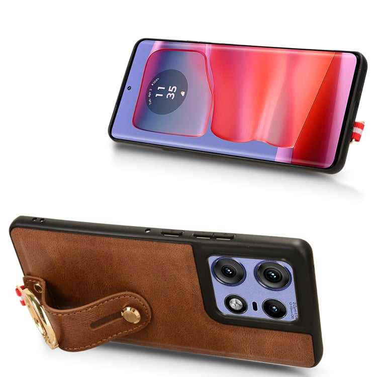 For Motorola Edge 50 Pro Wristband Leather Back Phone Case