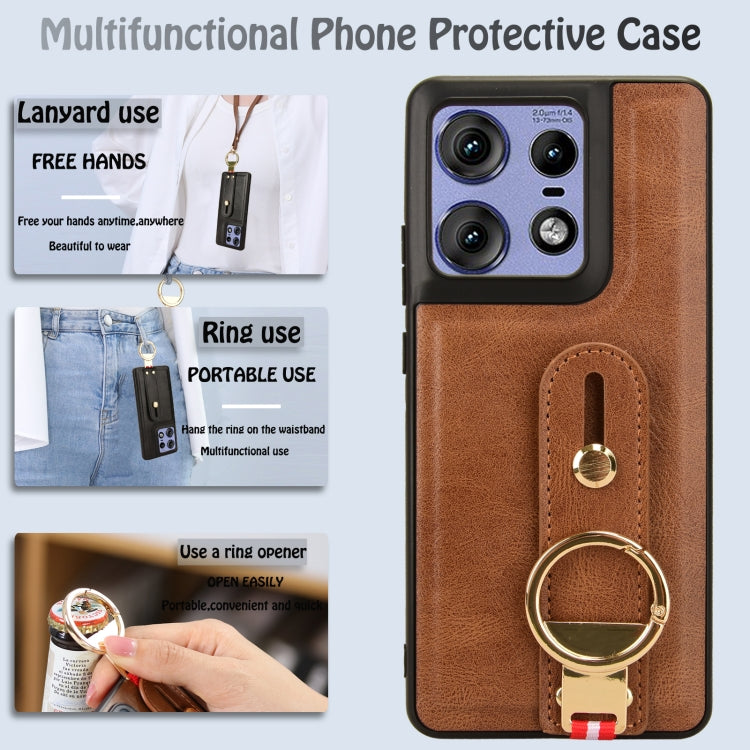 For Motorola Edge 50 Pro Wristband Leather Back Phone Case