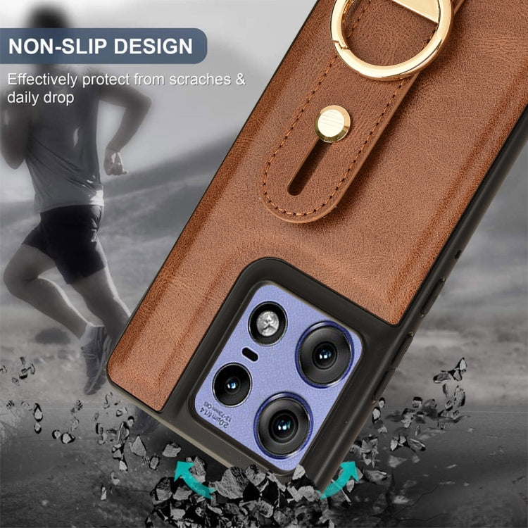 For Motorola Edge 50 Pro Wristband Leather Back Phone Case