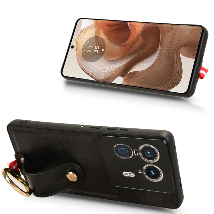 For Motorola Edge 50 Ultra Wristband Leather Back Phone Case