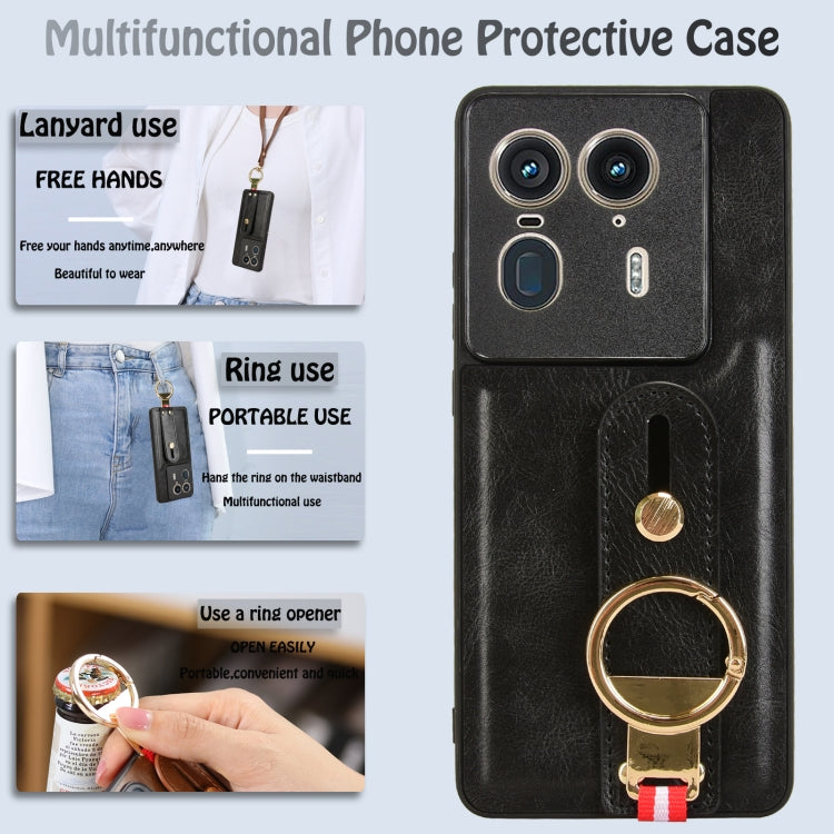 For Motorola Edge 50 Ultra Wristband Leather Back Phone Case