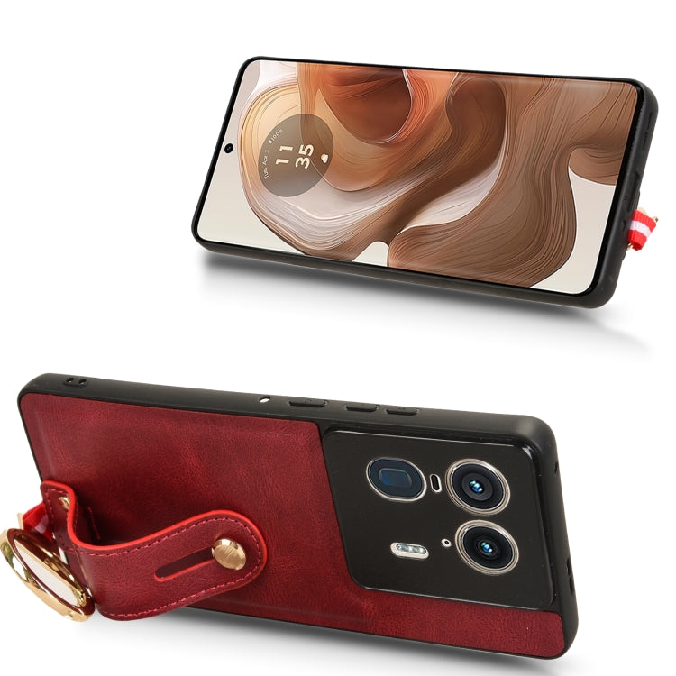 For Motorola Edge 50 Ultra Wristband Leather Back Phone Case