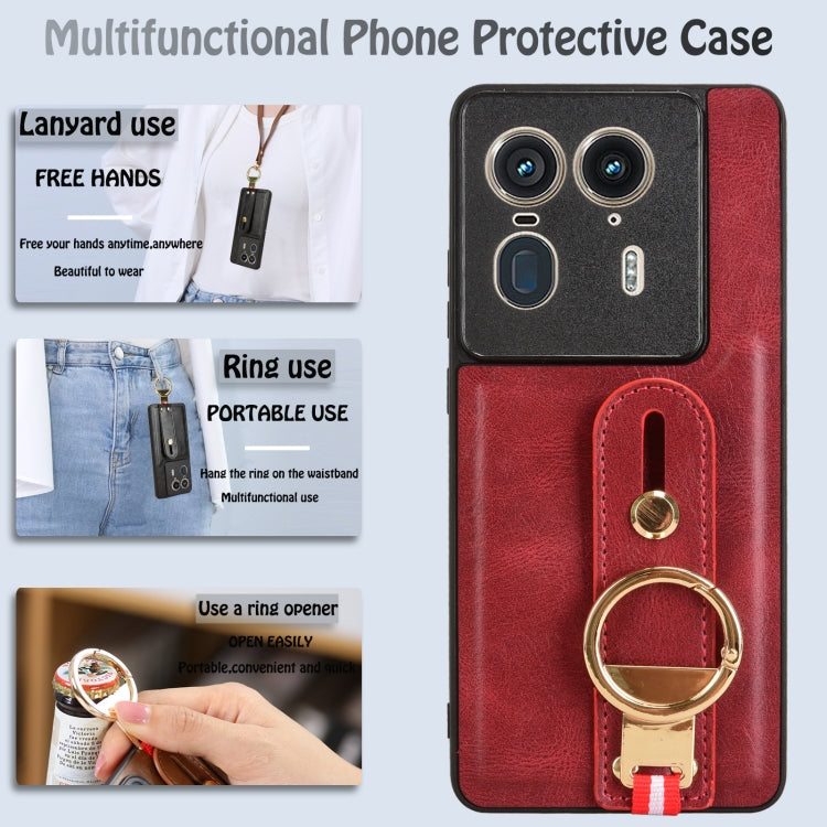 For Motorola Edge 50 Ultra Wristband Leather Back Phone Case