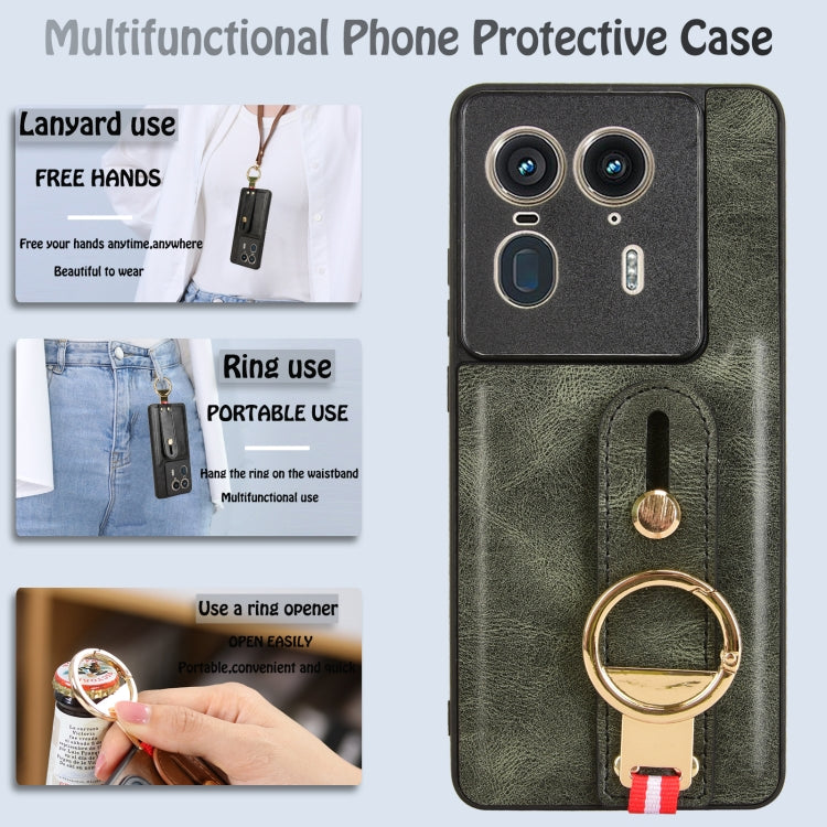 For Motorola Edge 50 Ultra Wristband Leather Back Phone Case