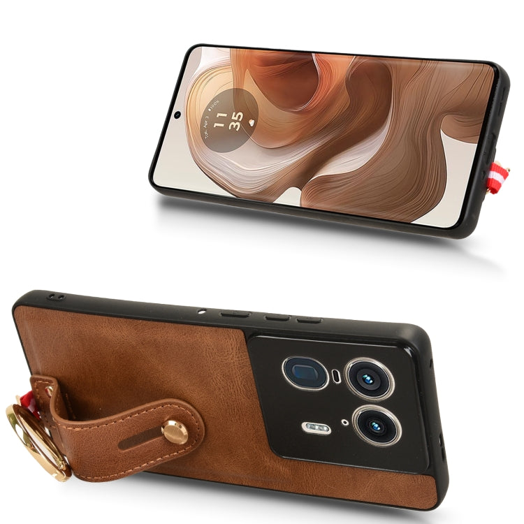 For Motorola Edge 50 Ultra Wristband Leather Back Phone Case