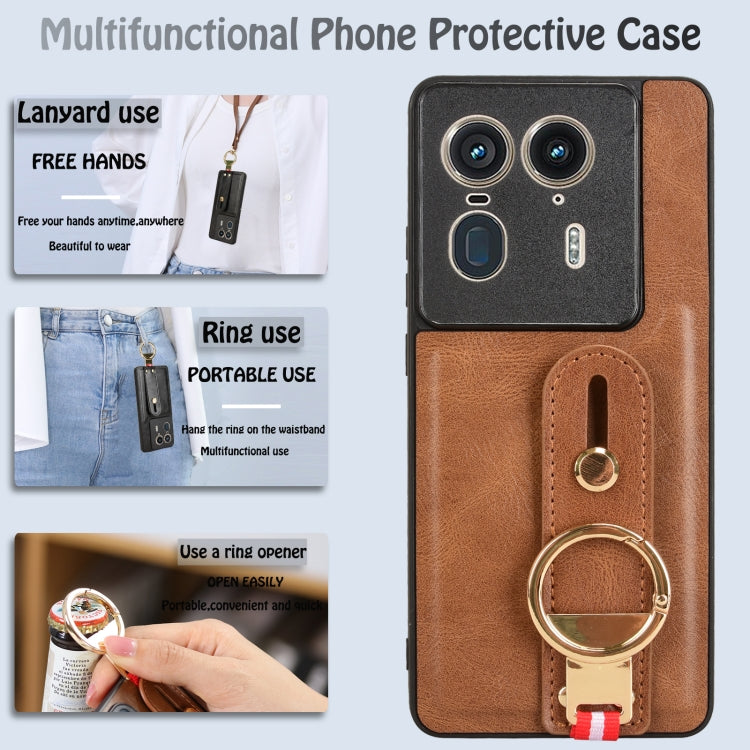 For Motorola Edge 50 Ultra Wristband Leather Back Phone Case